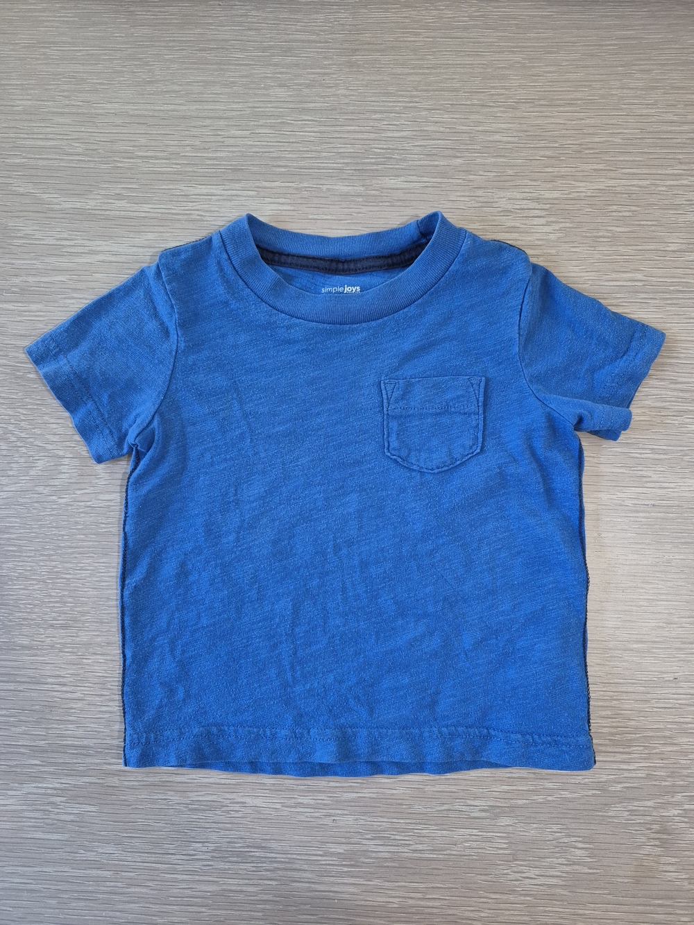 Simple Blue Pocket Crewneck Tee - Kids